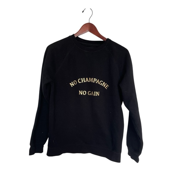 Brunette The Label Black Sweater with No champagne no gain Gold Text size small - Picture 1 of 5